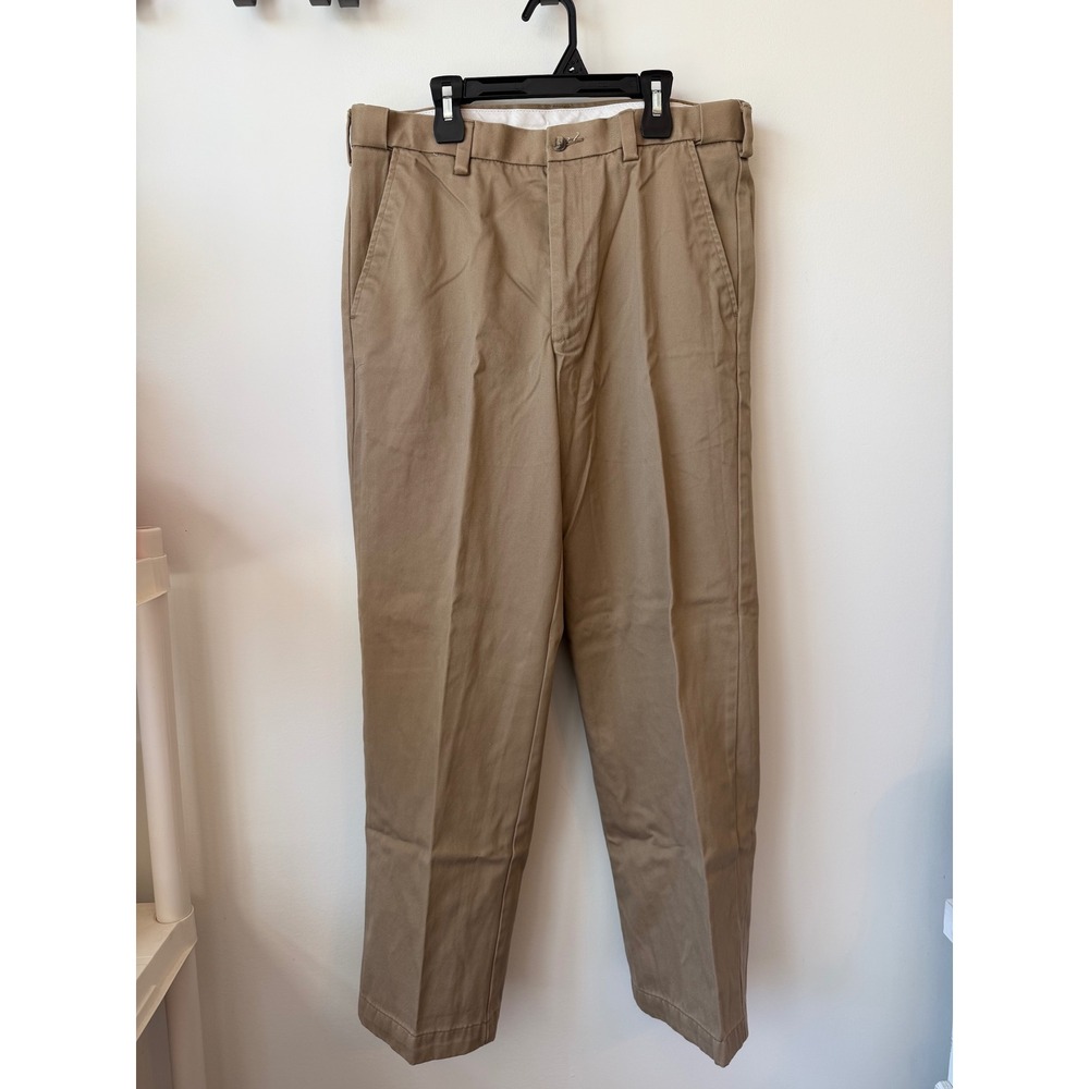 George Mens Chino Pants 32x30 Mocha Chip Brown Flat Front Cotton Twill GMM20205E